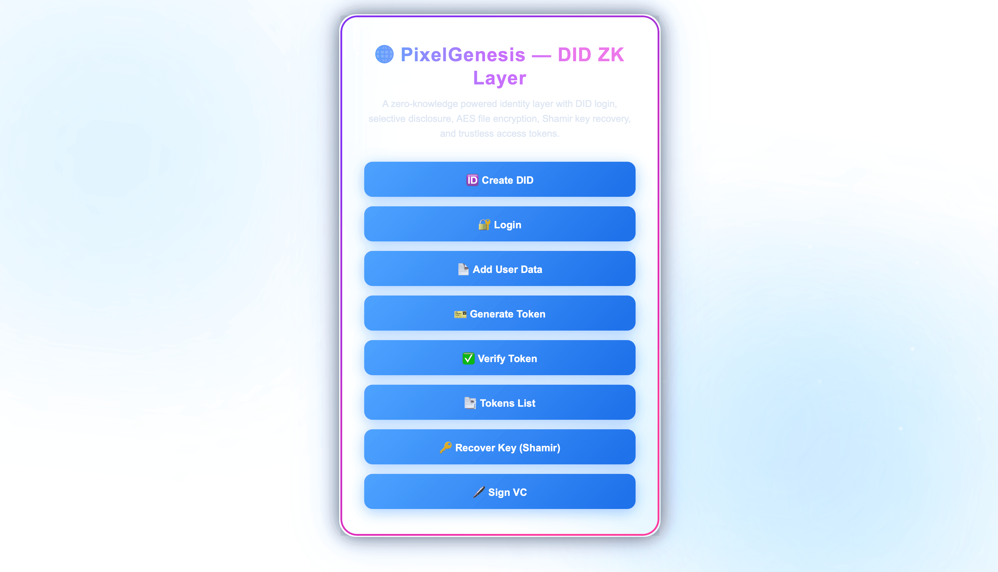 PixelGenesis – Decentralized Identity Platform